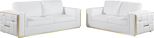 Blackjack Furniture Catania Modern Top Grain Italian Leather Sofa Set by BlackjackFurniture