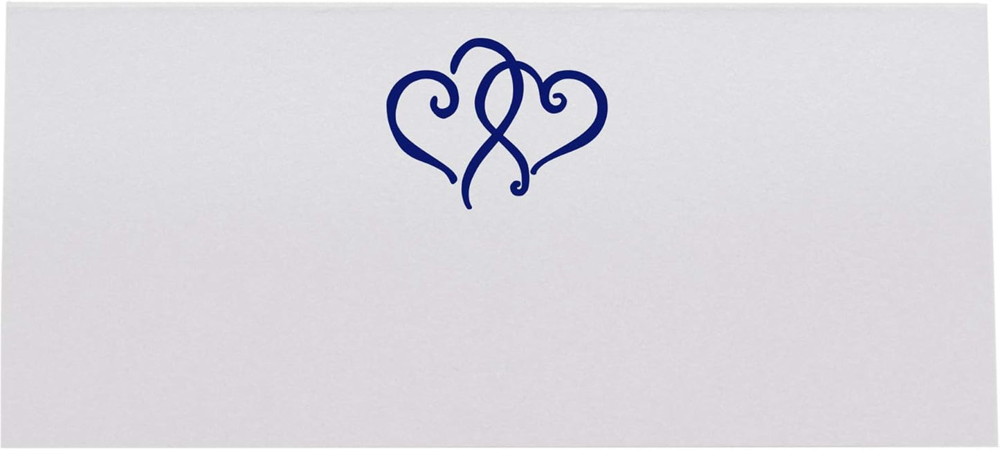 Linked Hearts Place Cards, Navy (Choose Color), Set of 60, Pre-cut and Scored - Wedding, Party, Dinner, and Special Events - Made in the USA