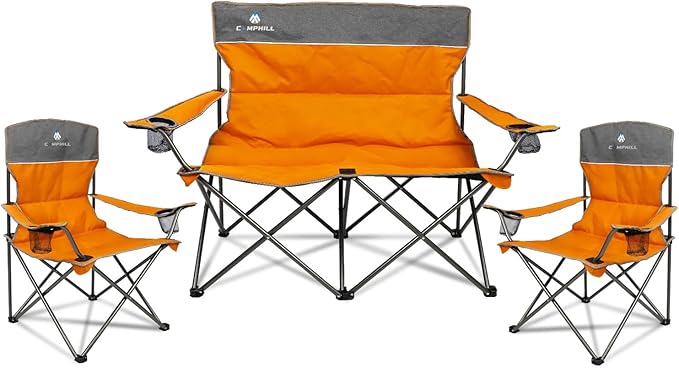 Camping Chair Set of 3, Outdoor Folding Camping Chairs by CAMPHILL