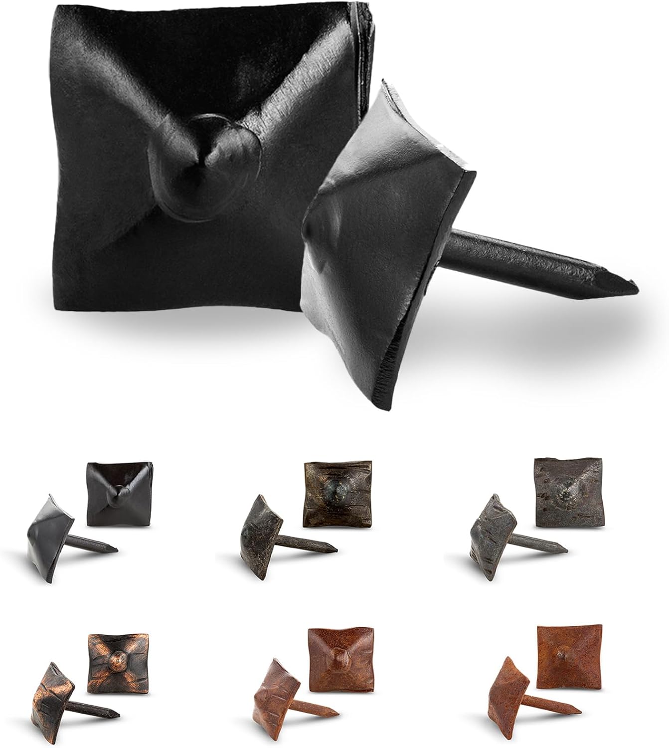 100 Pack 0.75" Square Head Iron Clavos Decorative Nails – Black – Handmade Rustic Square Fasteners for Farmhouse Shutters, Faux Wood Beams, Barn Doors, Shutters, and Gates – Ornamental Wood Accent