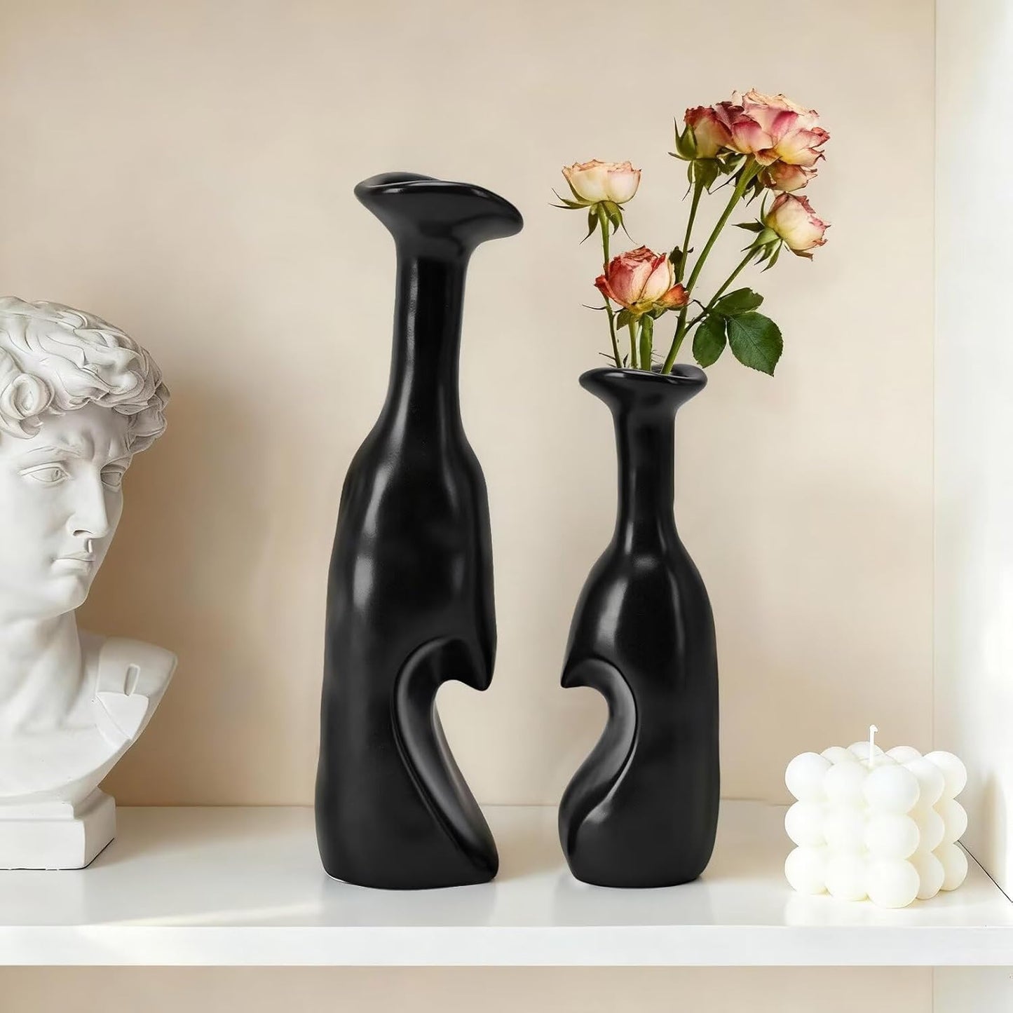 Heart Shaped Small Ceramic Vases Set of 2 Home Decor Boho Vase Modern Matte Flower Vase Minimalist Decorative Vase for Wedding Gift Dining Coffee Table Book Shelf Office Décor