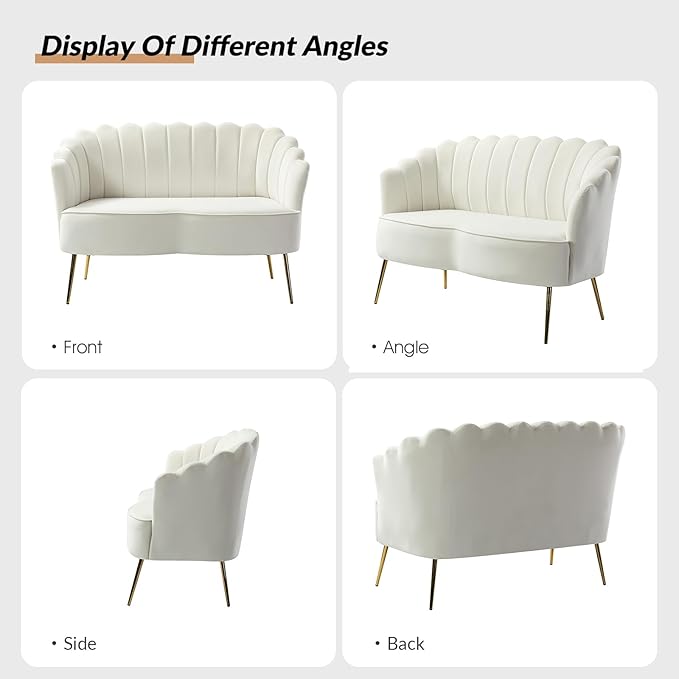 HULALA HOME Modern Velvet Loveseat Sofa - Image 3