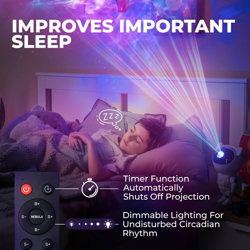 Mind-Glowing Astronaut Galaxy Projector - Spaceman Projector with Remote, Timer, Star & Nebula Modes - Dimmable Astronaut Night Light for Kids Space Decor - Cool Birthday Gift for Any Year Old Boys