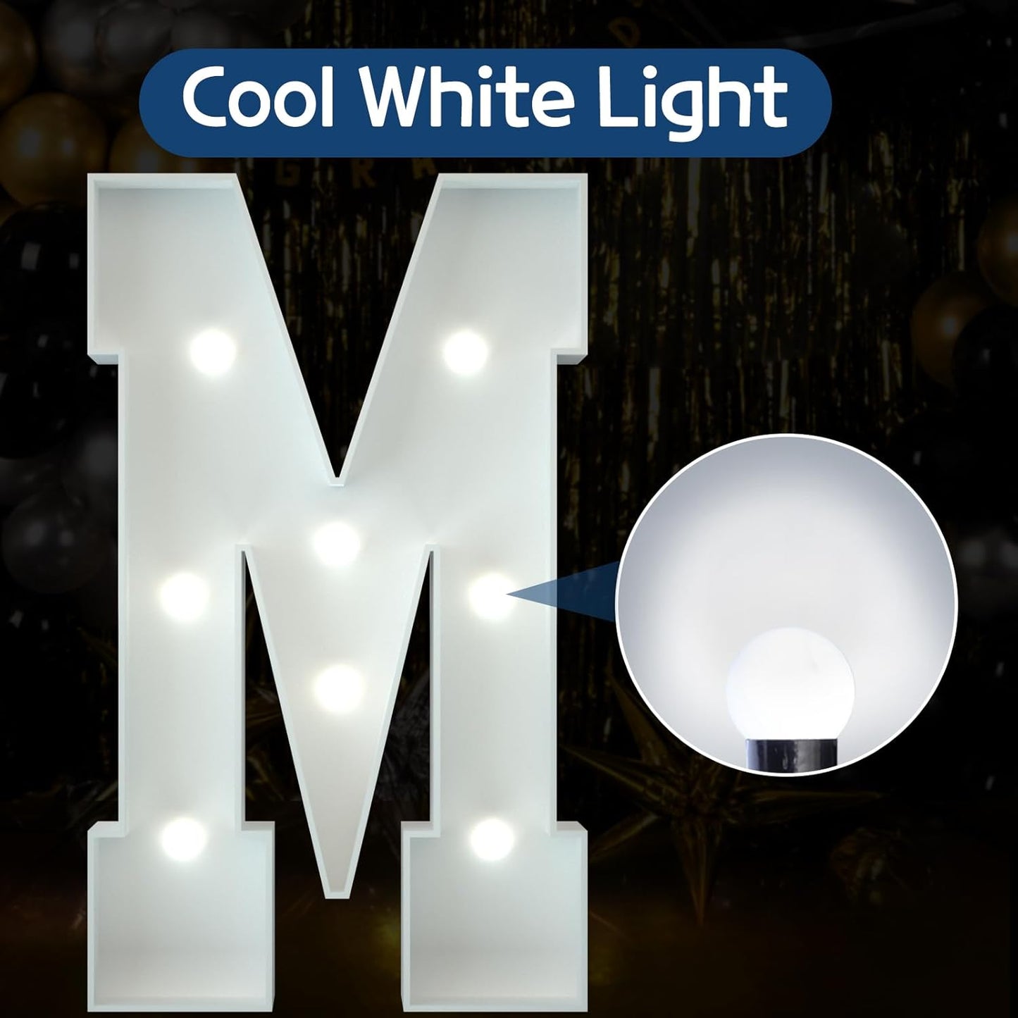 Marquee Letters 3 Feet Tall Large Light Up Letters Baby Shower Decorations Wedding Engagement Proposal White Party Decorations Marry Me Mr and Mrs Sign Big Cardboard Backdrop M