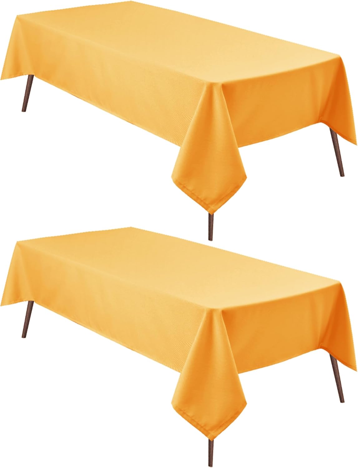 Hiasan 2 Pieces Solid Square Tablecloth - Waterproof and Spillproof Washable Table Cloth for Dining Tables, Orange Yellow, 54 x 54 Inch