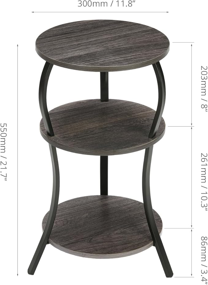 Vintage Small Round Side Table, 3-Tier Slim Waist Circular End Table - Image 3