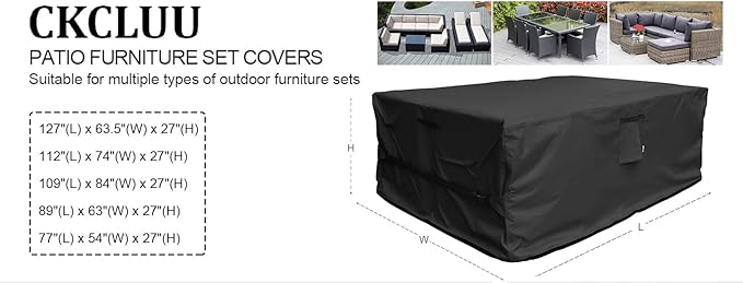 Patio Furniture Set Cover Waterproof Rectangular Heavy Duty 600D Outdoor - Image 7