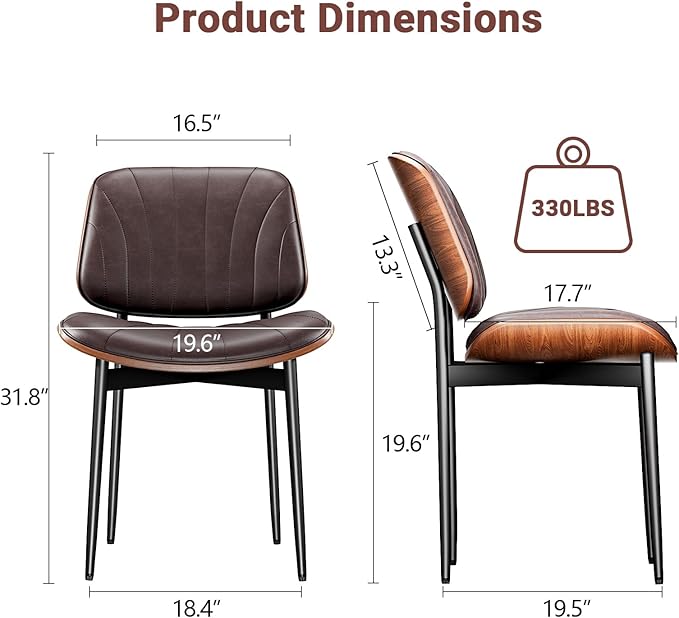 YaFiti Dining Chairs Set of 2, Dining Room and Kitchen Chairs, Mid Century - Image 2
