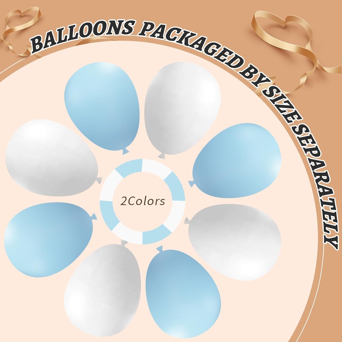 412Pcs Blue and White Balloon Arch Kit, 18 12 10 5 Inch Different Size Light Blue White Balloon Garland Kit for Baby Shower Graduation Birthday Wedding Party Decorations