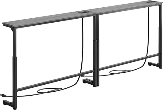 Kitstorack 2-Pack Dark Gray Long Sofa Table Behind Couch, Adjustable Height & 2 by Kitstorack