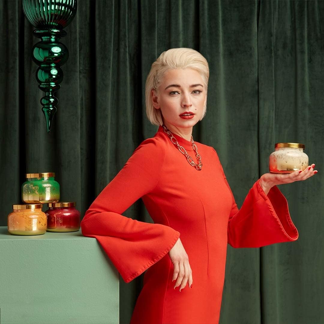 Capri Blue Glimmer Jar Candles - Luxury Holiday Scented Candles for Home - Long Lasting Soy Wax Blend - Scented Holiday & Home Decor - Volcano Oversized Signature Jar (28 oz)