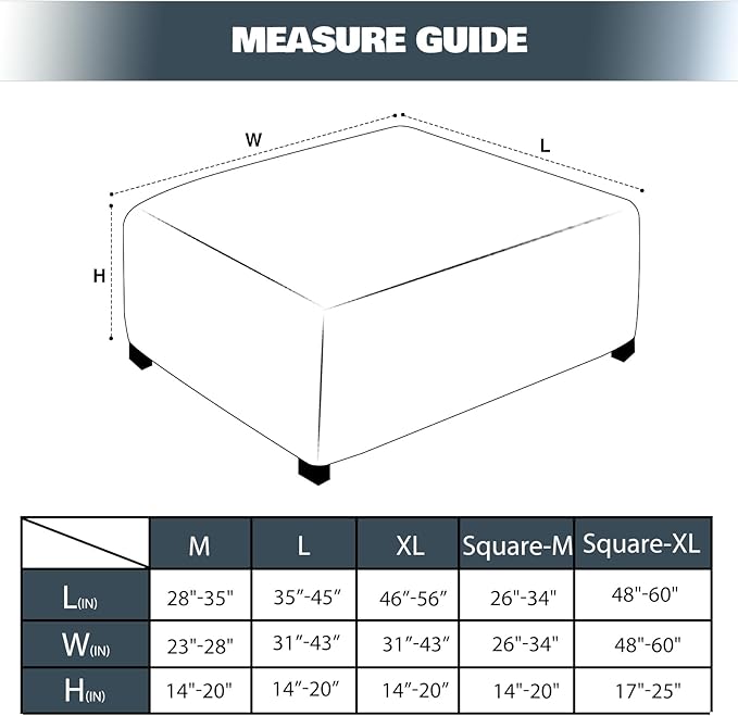 NeColorLife Square Ottoman Cover Jacquard Fabric Slipcover Thick Stretchable - Image 4