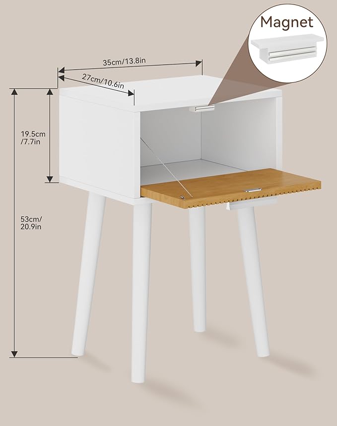 YMYNY Narrow Fluted Nightstand Set of 2, Small End Table, Modern Coffee Table - Image 3