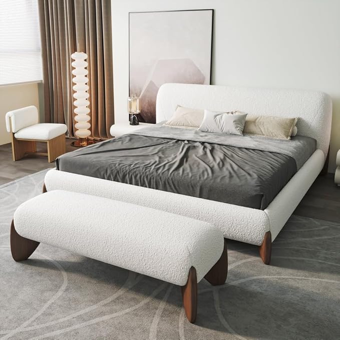 homary Modern Bedroom Furniture Set 2 Piece, Upholstered Headboard by Homary