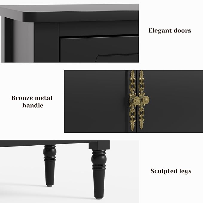 FansaFurn 3-Door Cabinet with Adjustable Shelves, Accent Sideboard with Turned - Image 7