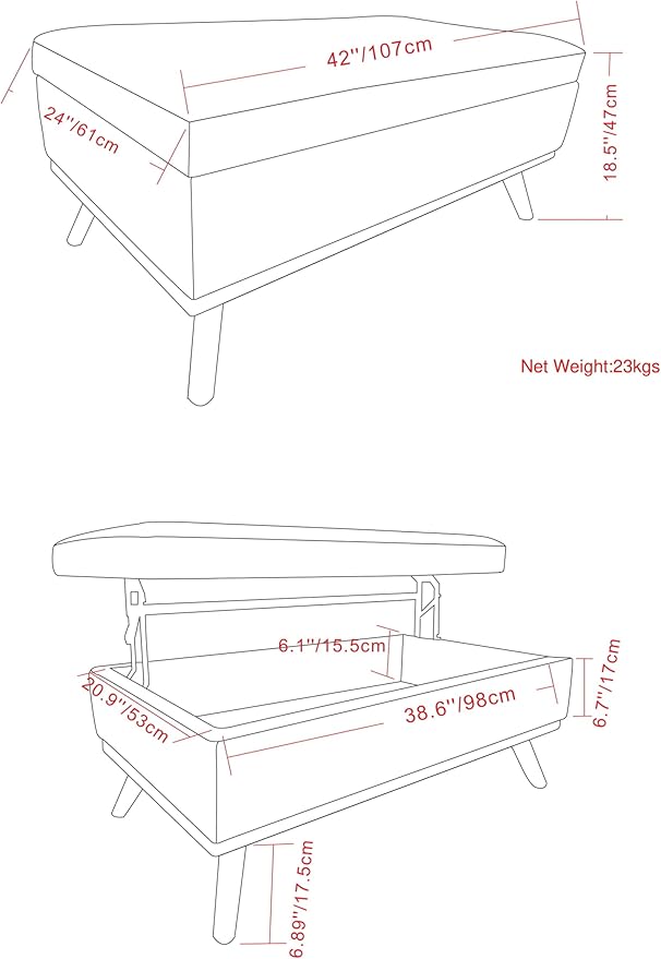 SIMPLIHOME Owen Lift Top Coffee Table Storage Ottoman - Image 3