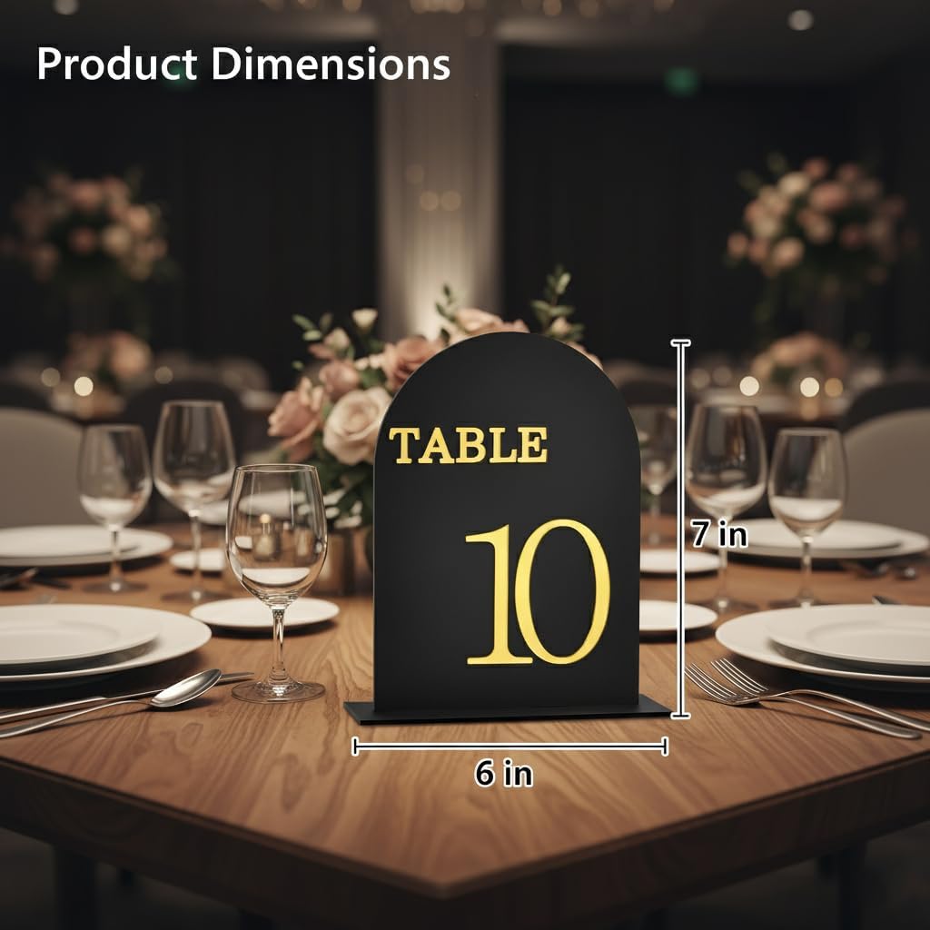 Arch Wedding Table Numbers 1-15 with Stands, 5" X 7" Double Sided Acrylic Wedding Sign Holders, Durable Non-Fading Table Number for Wedding Reception, Events, and Centerpieces