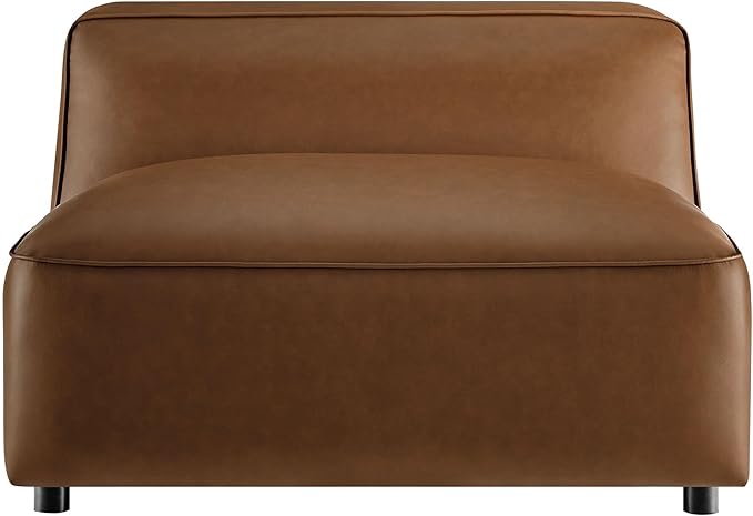 Modway Auren Vegan Leather Modular Armless Chair in Coffee - Image 8