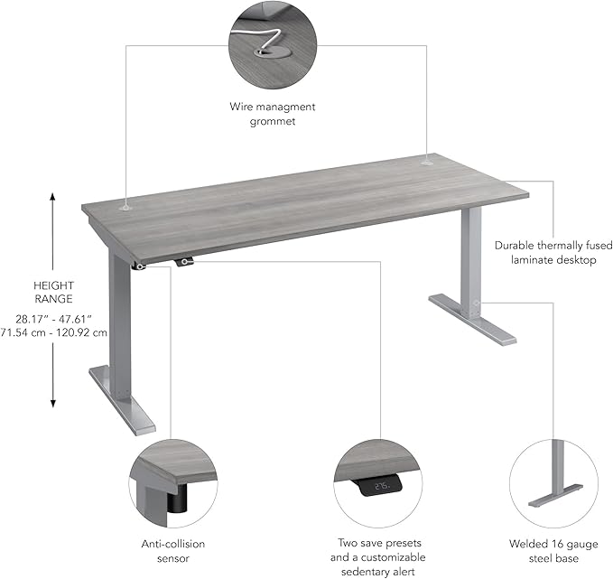 Bush Business Furniture 72-inch Electric Height Adjustable Standing Desk - Image 3