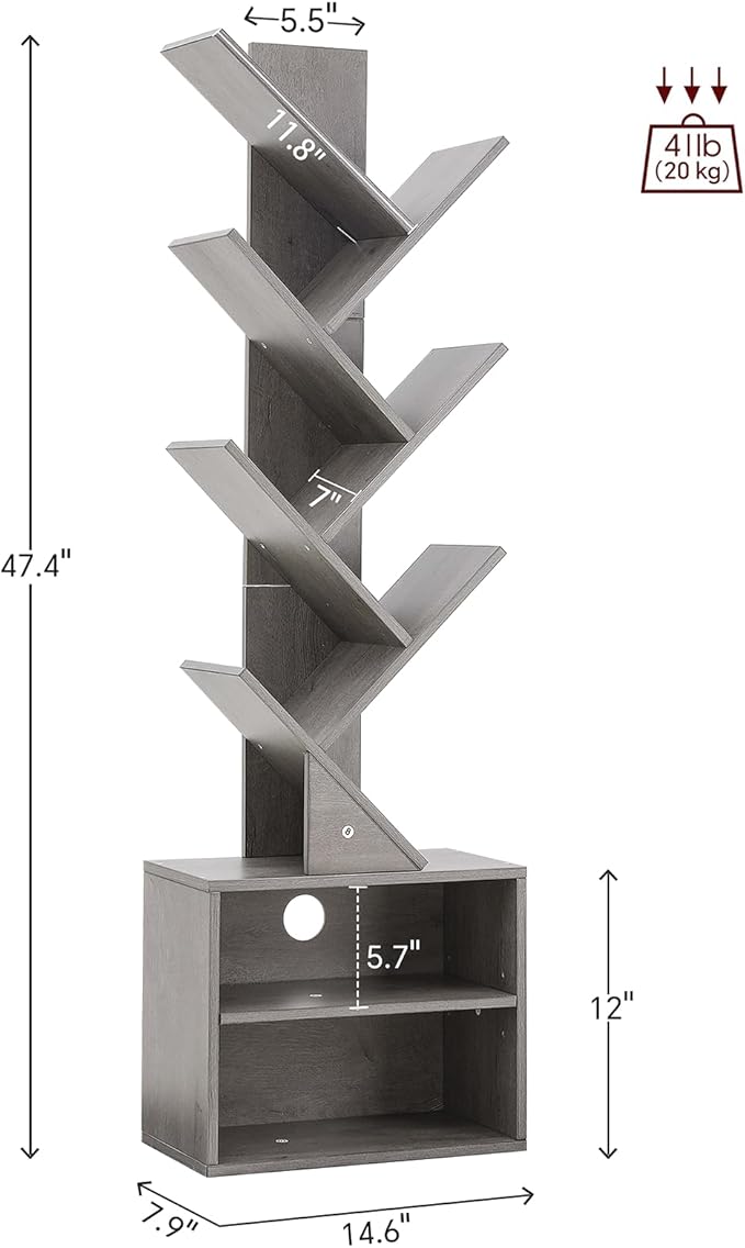 SUNMORY 6 Tier Tree Bookshelf, Tall Bookcase - Image 2