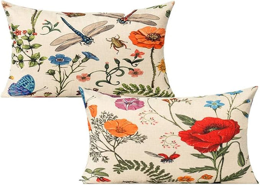 All Smiles Lumbar 12x20 Throw Pillow Covers Set of 2 Outdoor Summer Spring by AllSmiles