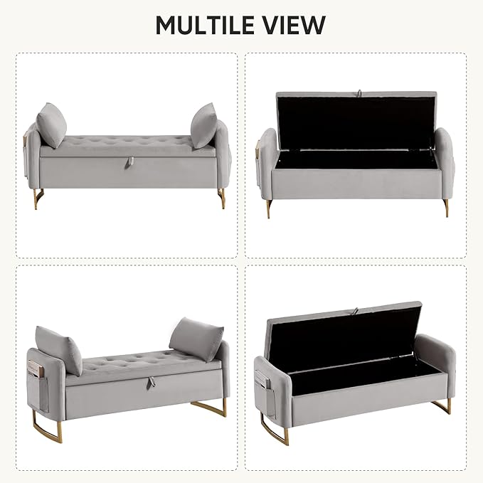 48" End of Bed Bench, Modern Storage Benches - Image 8