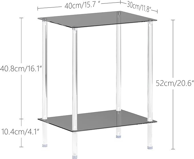 Tempered Glass Side Tables Set of 2 Acrylic End Table - Image 3
