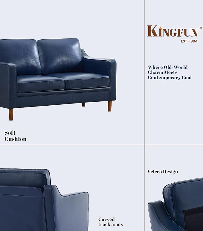 Kingfun Living Room Furniture Sets, 2 Armchair and Loveseat, Mid Century Modern - Image 4