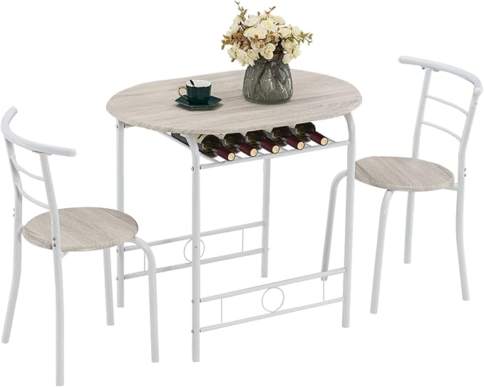 VINGLI 3 Piece Dining Set, Small Kitchen Table Set by VINGLI