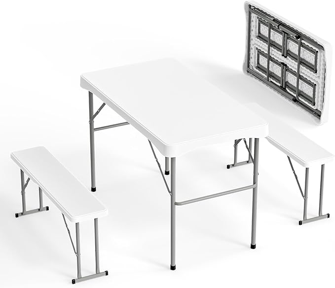 VINGLI Picnic Table Set with 2 Benches, 6 Feet Camping Table Chair Set by VINGLI