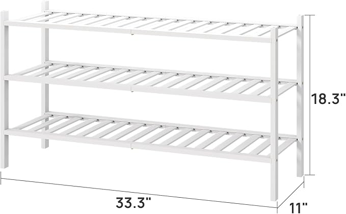 viewcare 3-Tier Long Shoe Rack, Bamboo Wood Shoe Rack - Image 3
