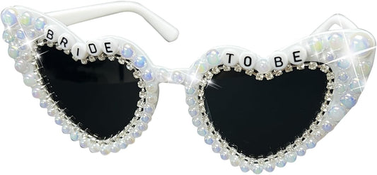 Bride Sunglasses for Bachelorette Party - Bride To Be White Heart Glasses for Bachelorette Party Favors Accessories Gifts Decor