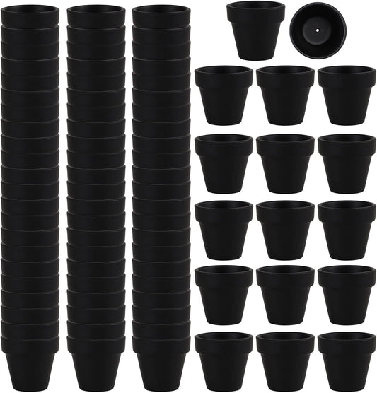 80 Pcs Small Mini Black Clay Pots 2.1'' Terracotta Pot Clay Ceramic Pottery Planter Cactus Flower Pots Succulent Nursery Pots- Great for Window Boxes, Cactus, Plants, Crafts, Wedding Favors