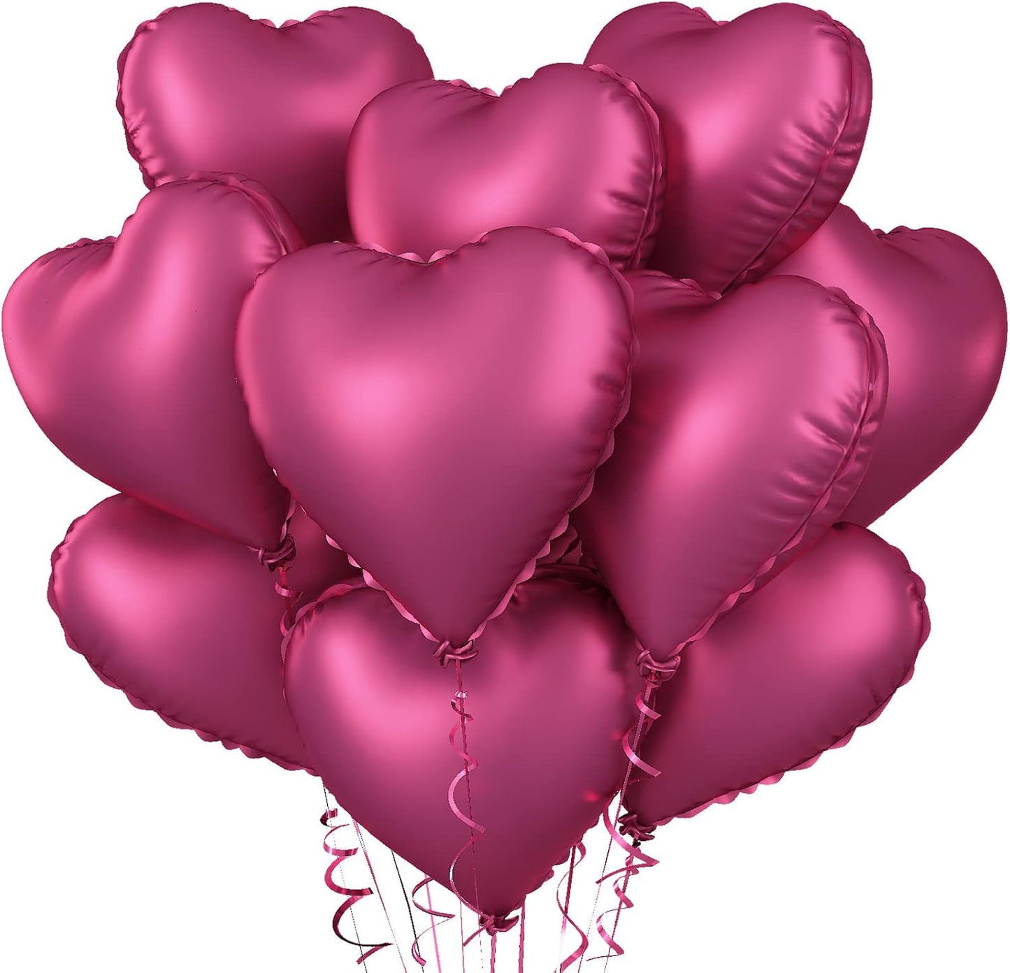 Biapian Foil Heart Balloons, 10PCS Pink Heart Shape Balloons Valentines Balloons 18inch Rose Red Foil Balloons for Helium Birthday Decorations for Girls Women for Valentines Day, Wedding, Anniversary