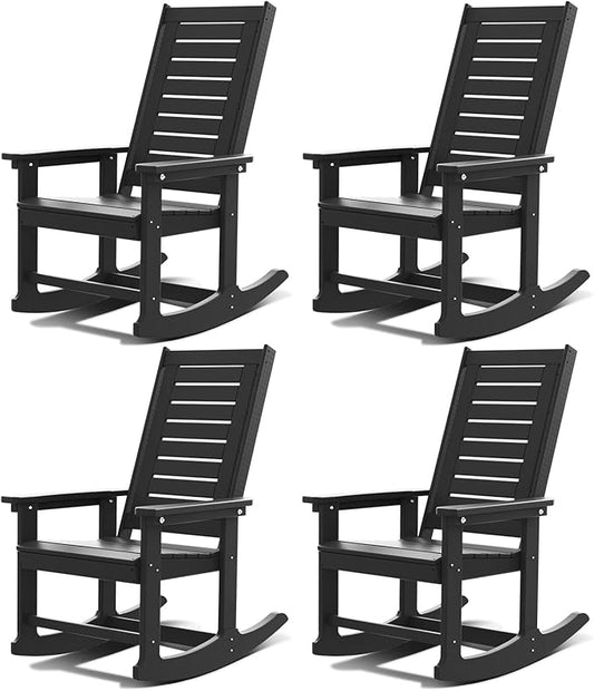 GREENVINES Outdoor Rocking Chairs | Set of 4 | Porch Rocker | HDPE Plastic | by GreenVines