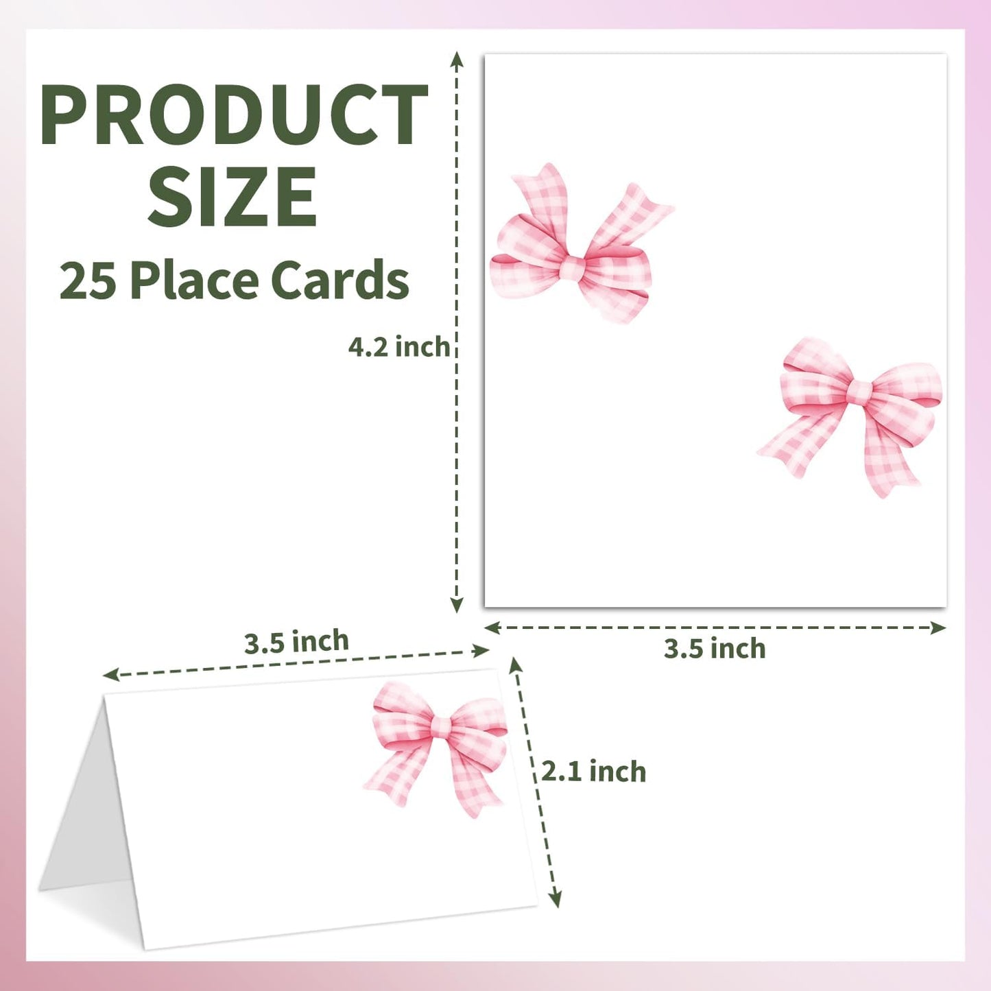 25 Bow Place Cards for Table Seating, Watercolor Wedding Name Place Card, Tent Cards for Birthday Bridal Shower Baby Shower Reception Dinner Party Decorations -A24