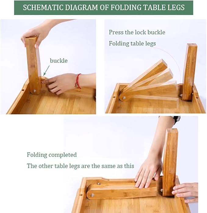 SH-tables Folding Japanese-Style Square Bamboo Table, Computer Desk, Low - Image 7