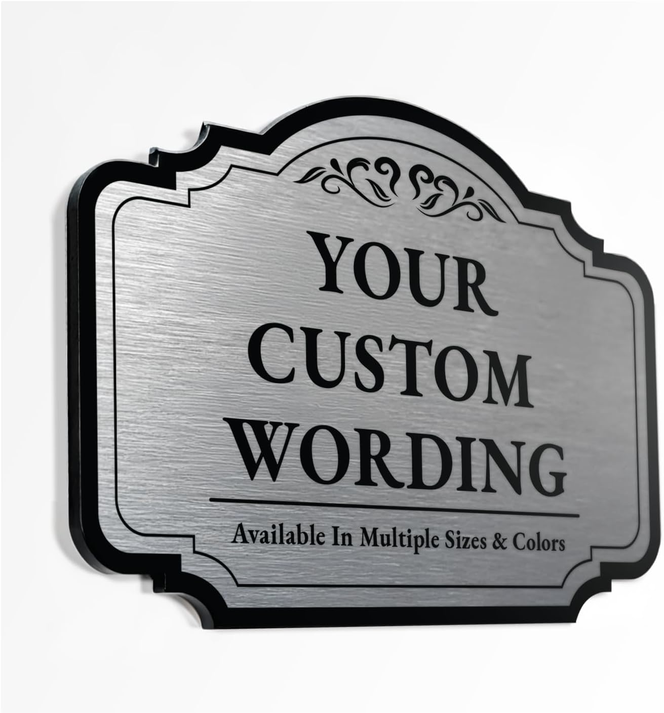 Design 2 Decorative Outdoor Metal Signs - Personalized Aluminum Driveway Signs, Waterproof, 18x12 In, Metallic Silver