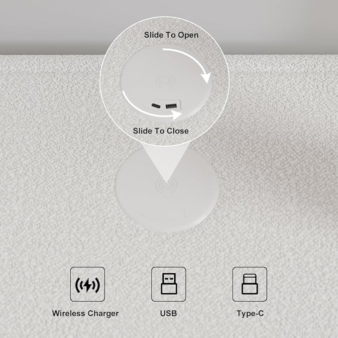 homary Smart Boucle Nightstand - Image 3