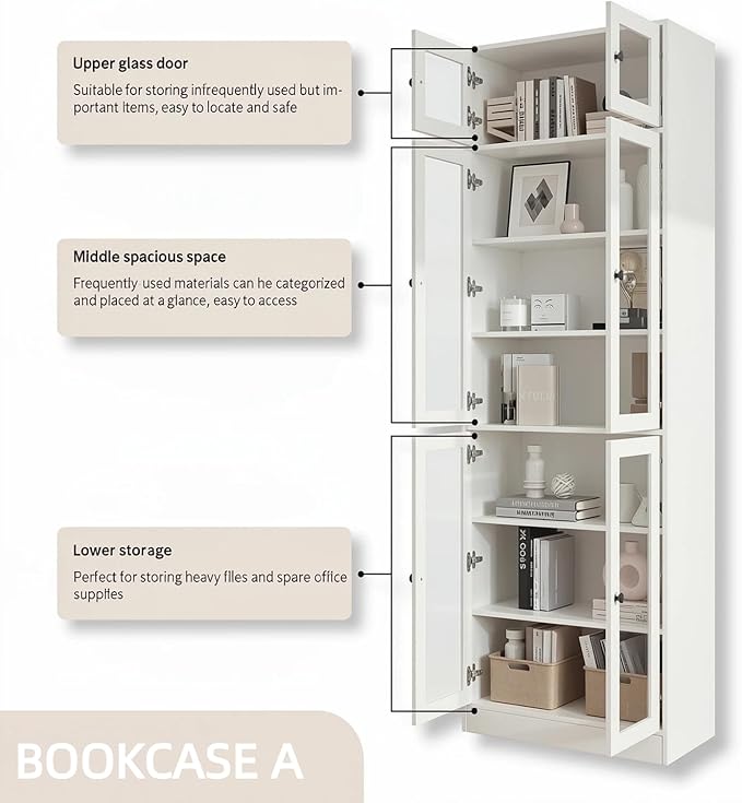 TUSY 85.5" Modern Tall Bookcase - Image 4