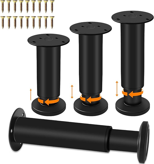 4 PCS Adjustable Round Furniture Legs 7-12.2 inch, Adjustable Height Metal by Yoposeo