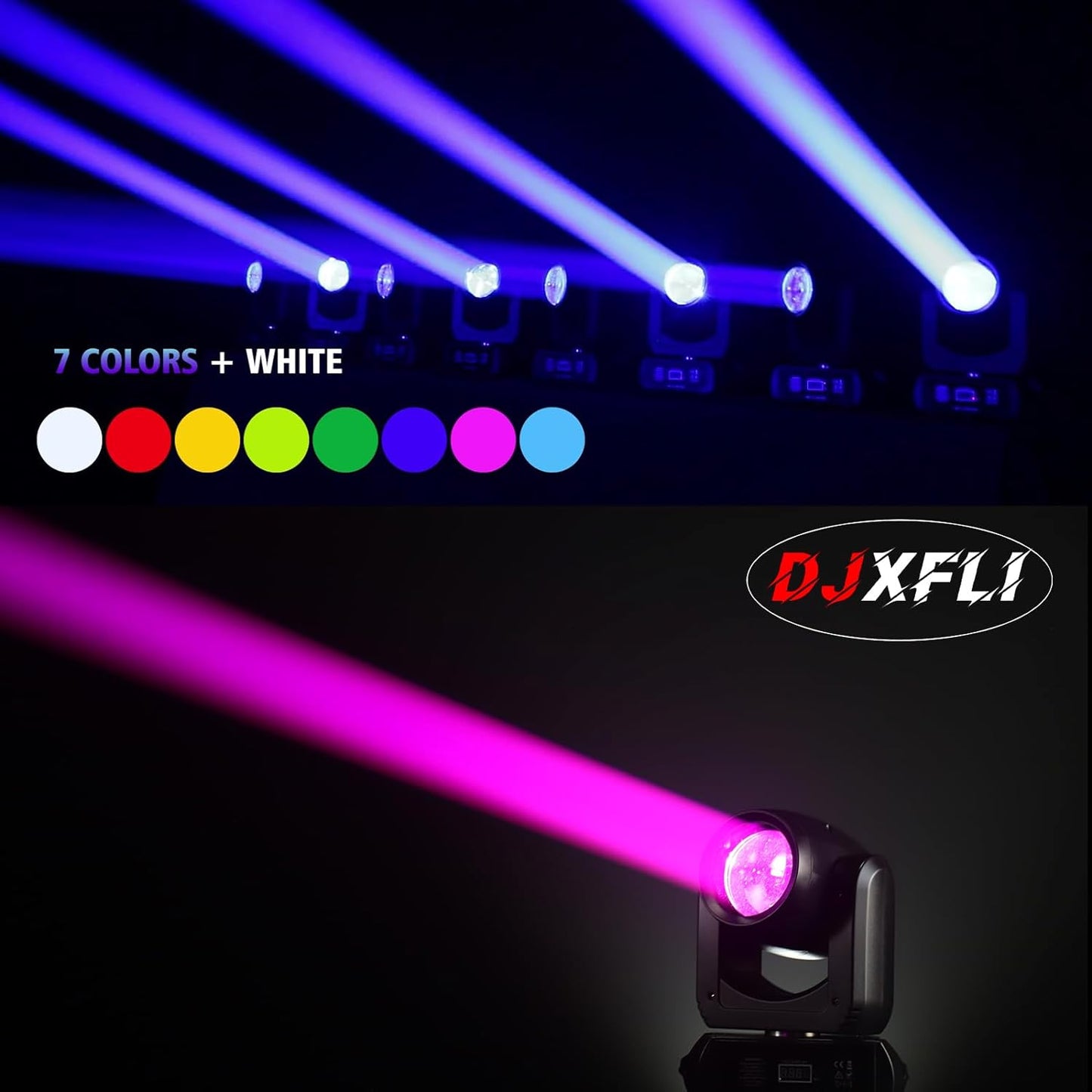 150W Moving Head DJ Lights LED Stage Light Beam Spot Wash 8 Gobos 8 Colors Stage Lighting DMX 512 with Sound Activated for Wedding Live Show Disco Events Party(150W, 1)