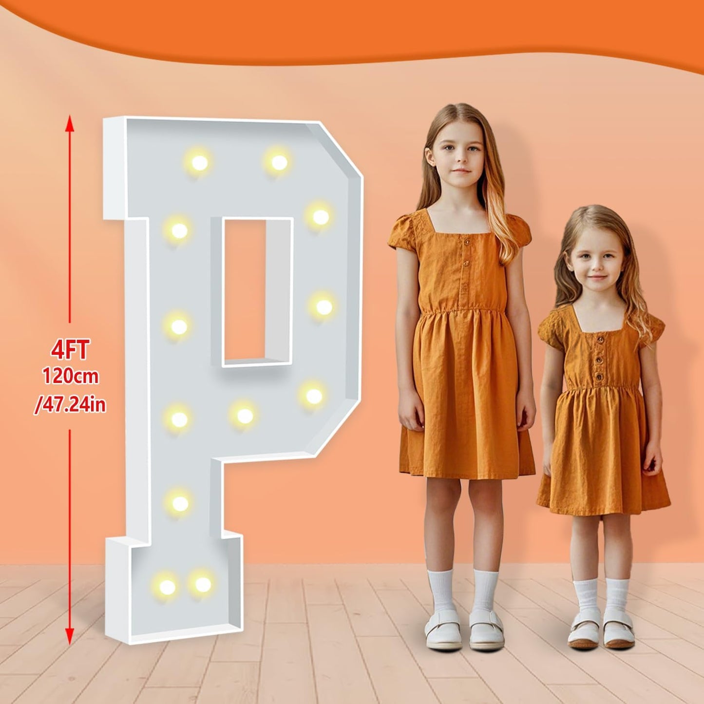 4FT Light Up Marquee Letters P, Large Lighted Letters for Party Backdrop Decor, Mosaic Cardboard Letter for Weddings, Birthdays, Anniversaries, New Year's Celebrations, Easy to Assemble