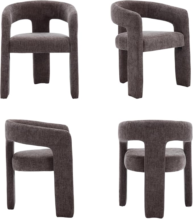 Modern Chenille Barrel Dining Chair Upholstered Fabric Dining Room Chair - Image 9
