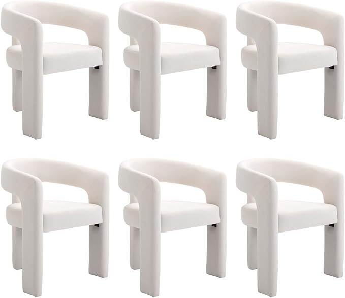 BESTANO Set of 6 Modern Velvet Fabric Upholstered Dining Chairs by BESTANO