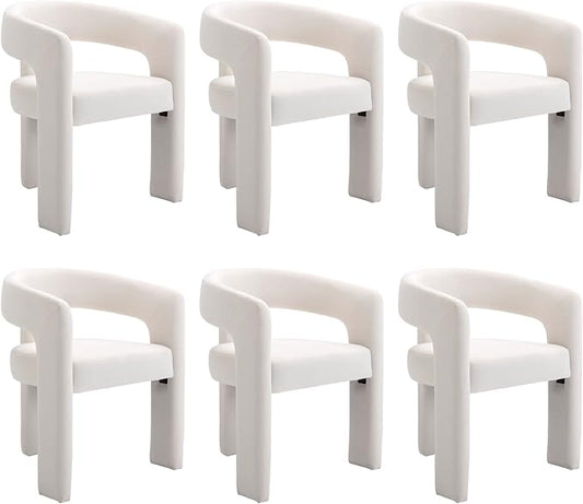 BESTANO Set of 6 Modern Velvet Fabric Upholstered Dining Chairs by BESTANO