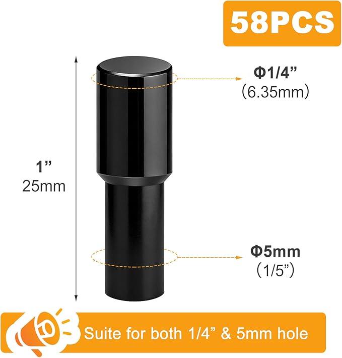 58 Pcs Shelf Pegs Pins, 5mm 1/4 Inch Dual Diameter Metal Shelf Support Pegs - Image 2