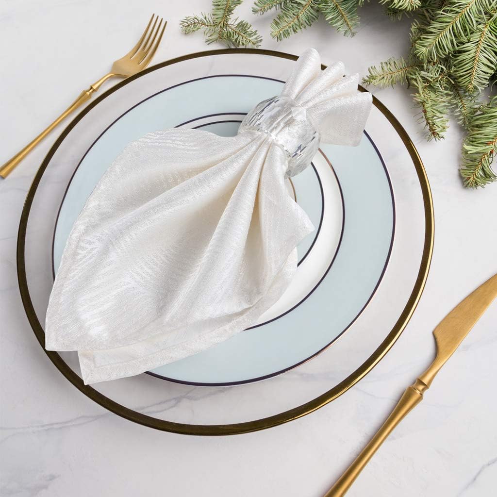 MDLUU 4 Pcs Crystal Napkin Rings, 2.3" Diameter Serviette Buckles, Clear Napkin Holder Rings for Christmas, Thanksgiving, Wedding (Diamond Shaped)