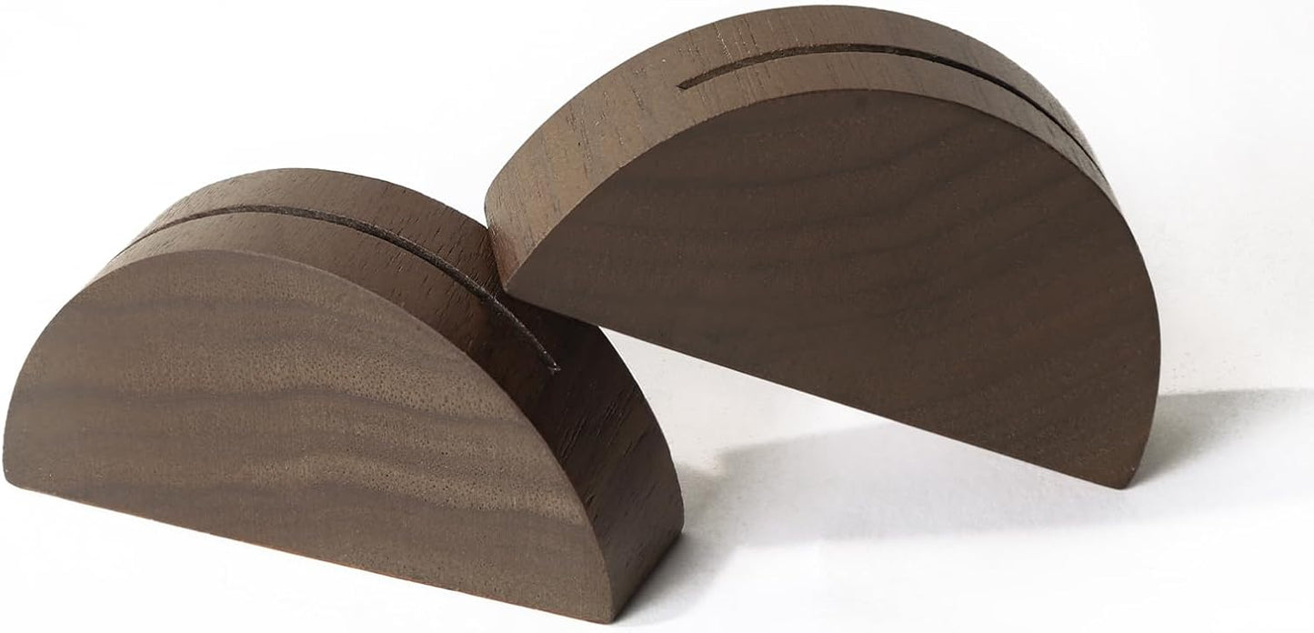 UNIQOOO 10 Set 2" Arch Walnut Wood Stand with Cards |1.2mm Slot, for Name Cards, Place Card Holder, Photo Display Stand | for Event Decor, Retail Shop, Cafe Restaurant Menu, Business Card, Name Tag