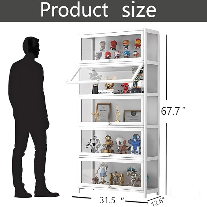 Display Cabinet with Acrylic Door, 5-Tier Curio Cabine, Collectibles Toy - Image 2